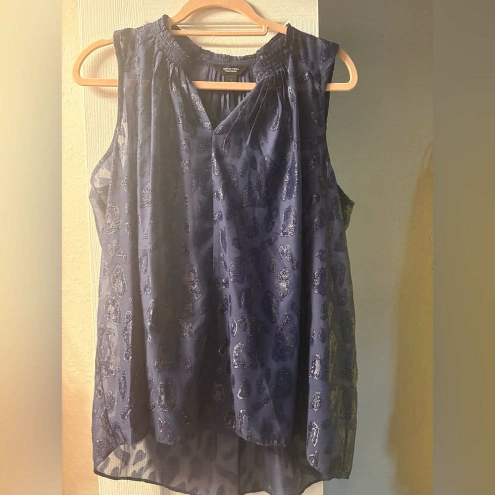 Simply Vera Vera Wang Midnight Blue Patterned Blouse